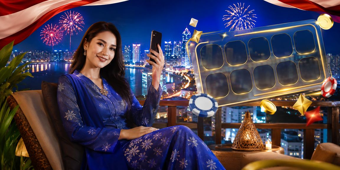 Pemain kasino mudah alih berbaju kurung menikmati poker di Penang